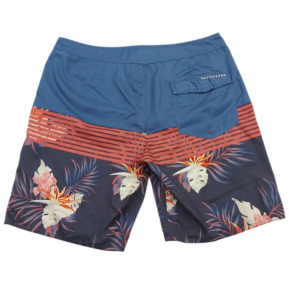 Quiksilver Boardshorts Mens 36 Blue Tropical Print Lightweight Summer Beach Pool - Picture 6 of 12